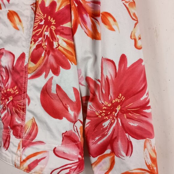 Coldwater Creek Floral Button Up Short Jacket With Bold Vibrant Flowers Size S - Picture 2 of 7